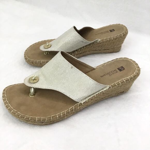 WHITE MOUNTAIN BEACHBALL Glitter Fabric Wedge Heels Sandal Size 7.5 M - Picture 2 of 6